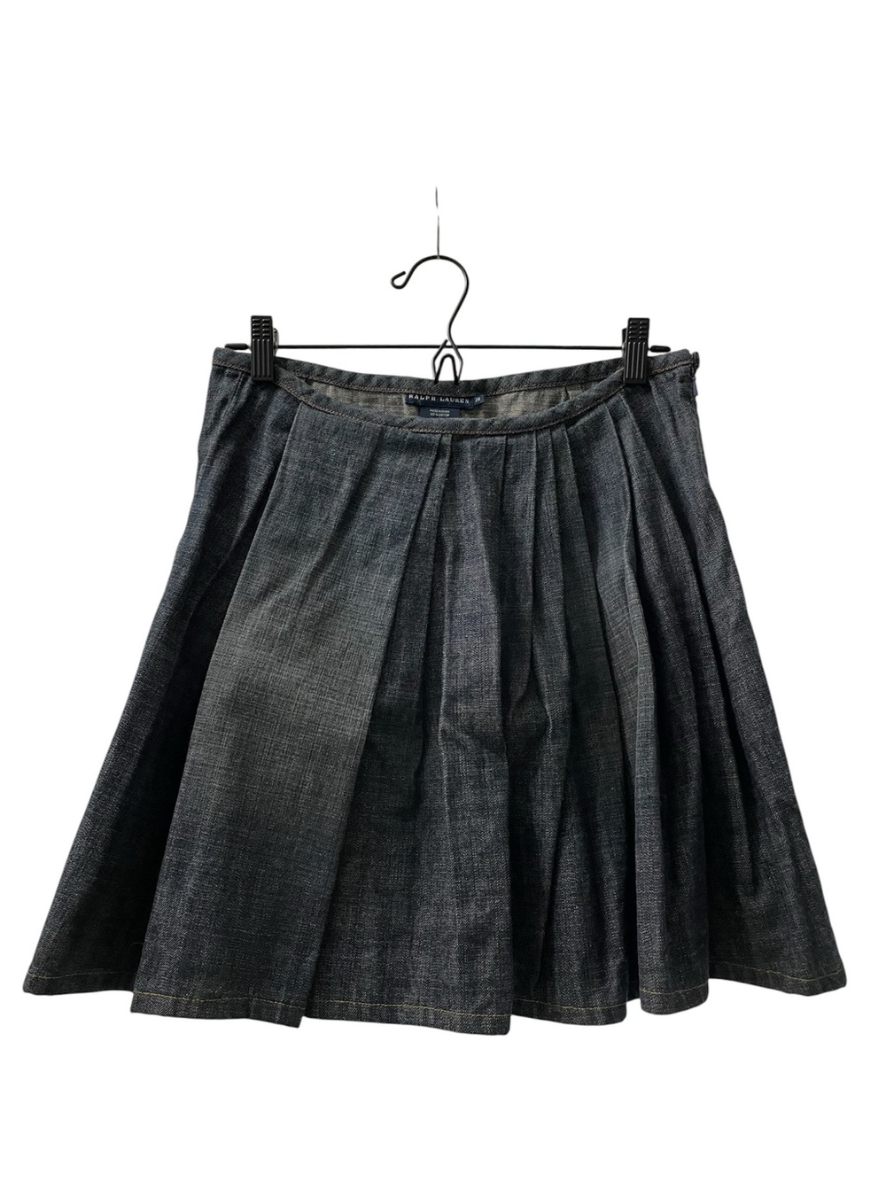Ralph Lauren Dark Denim Pleated A-Line Skirt